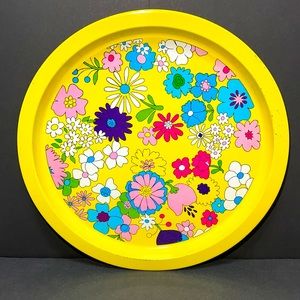Vintage Flower Power Serving Tray!  Made In Hong Kong!